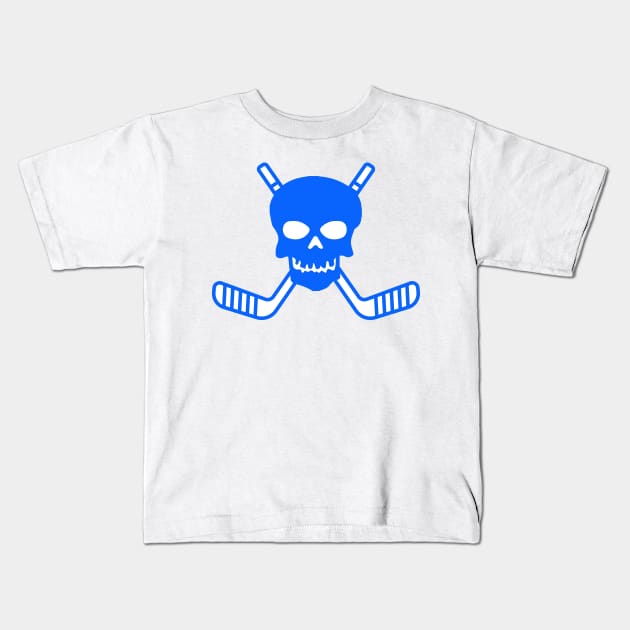 SKULL AND CROSSED HOCKEY STICKS Kids T-Shirt by HOCKEYBUBBLE